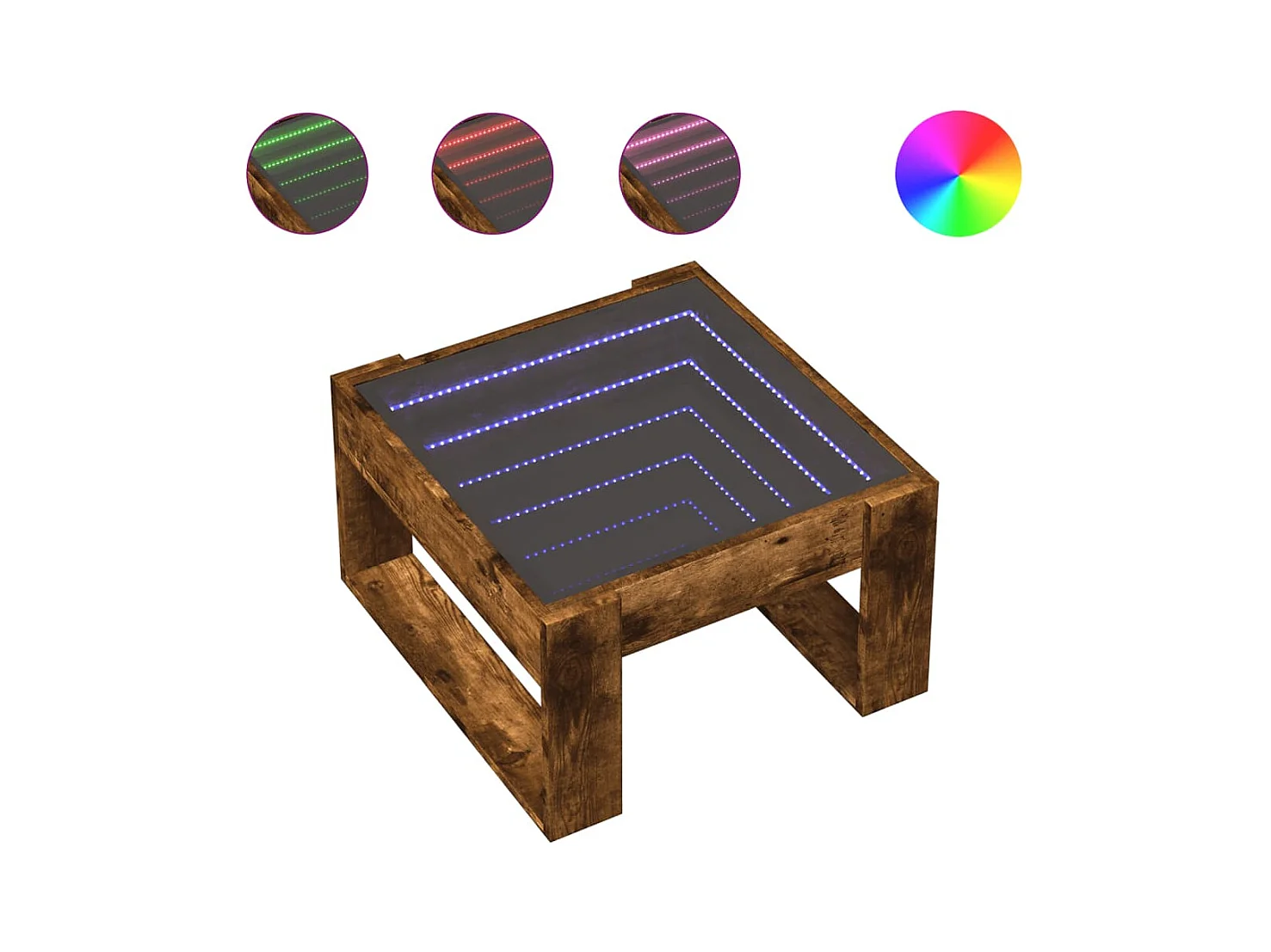 Table basse avec LED infini chêne fumé 50x53x30 cm