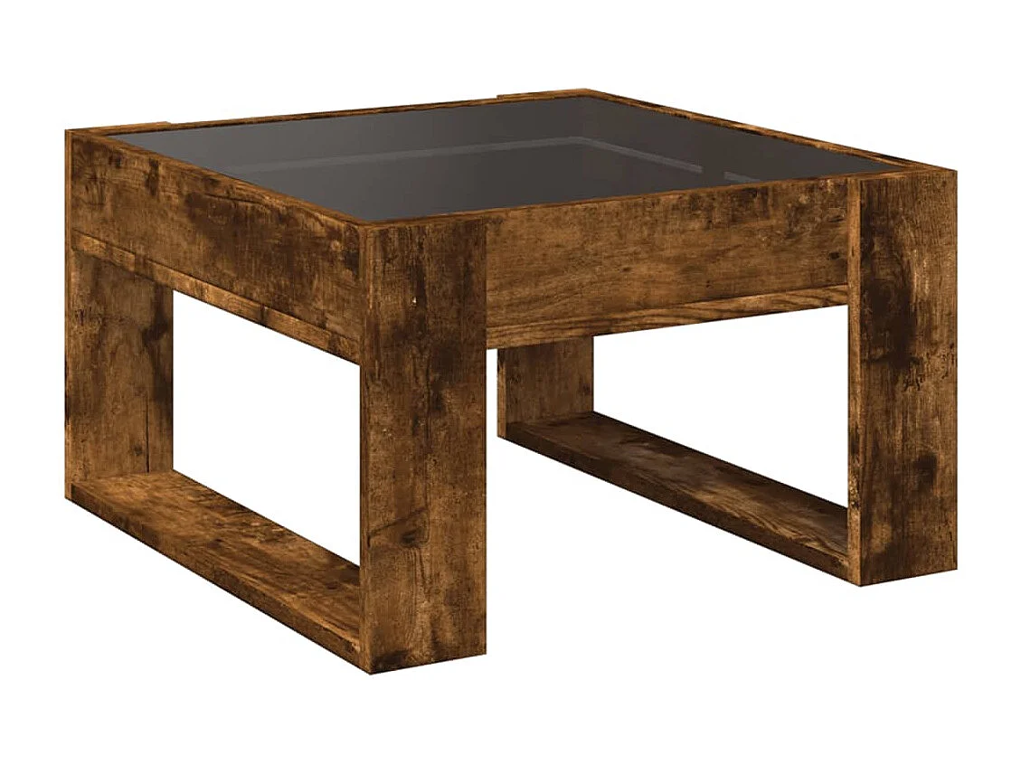 Table basse avec LED infini chêne fumé 50x53x30 cm