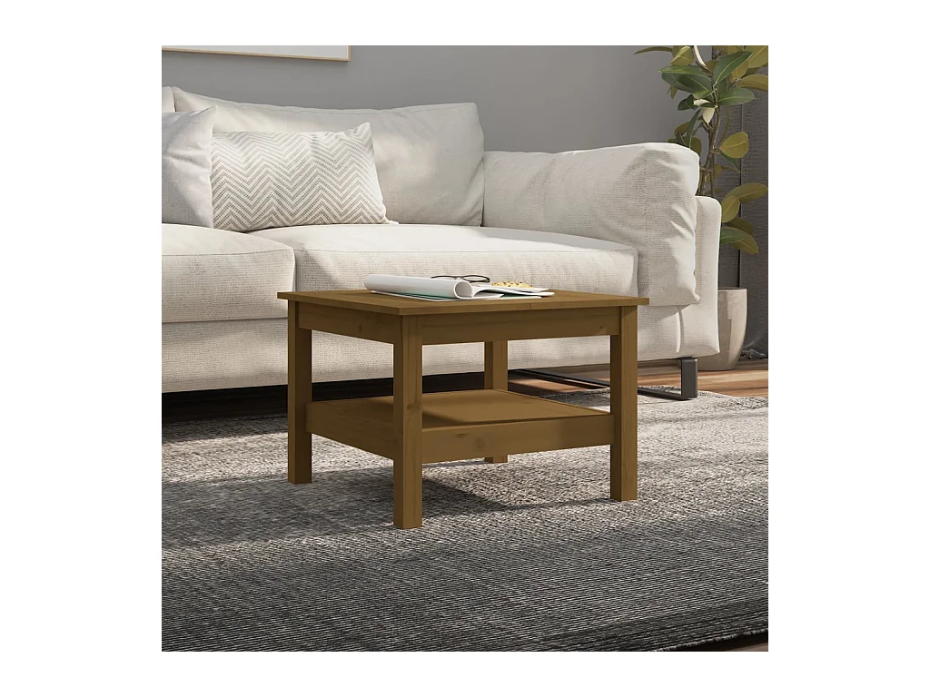 Table basse Marron miel 55x55x40 cm Bois massif de pin