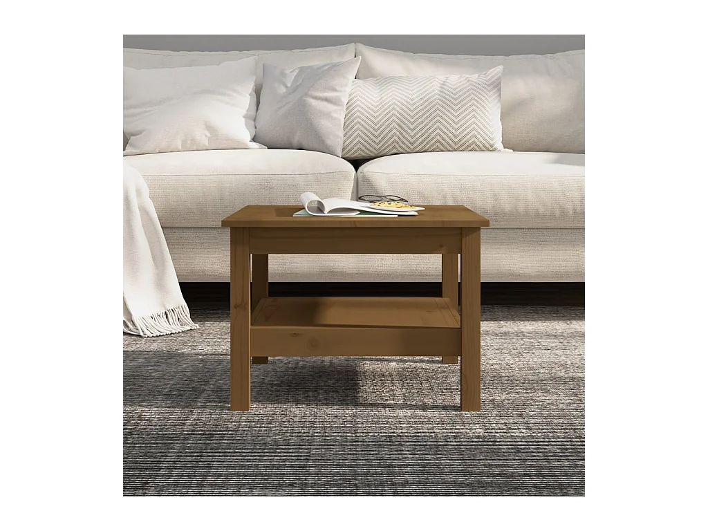 Table basse Marron miel 55x55x40 cm Bois massif de pin