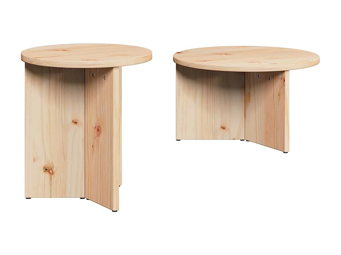 Table basse 2 pcs Naturel 49 x 49 x 28 cm Bois de pin massif