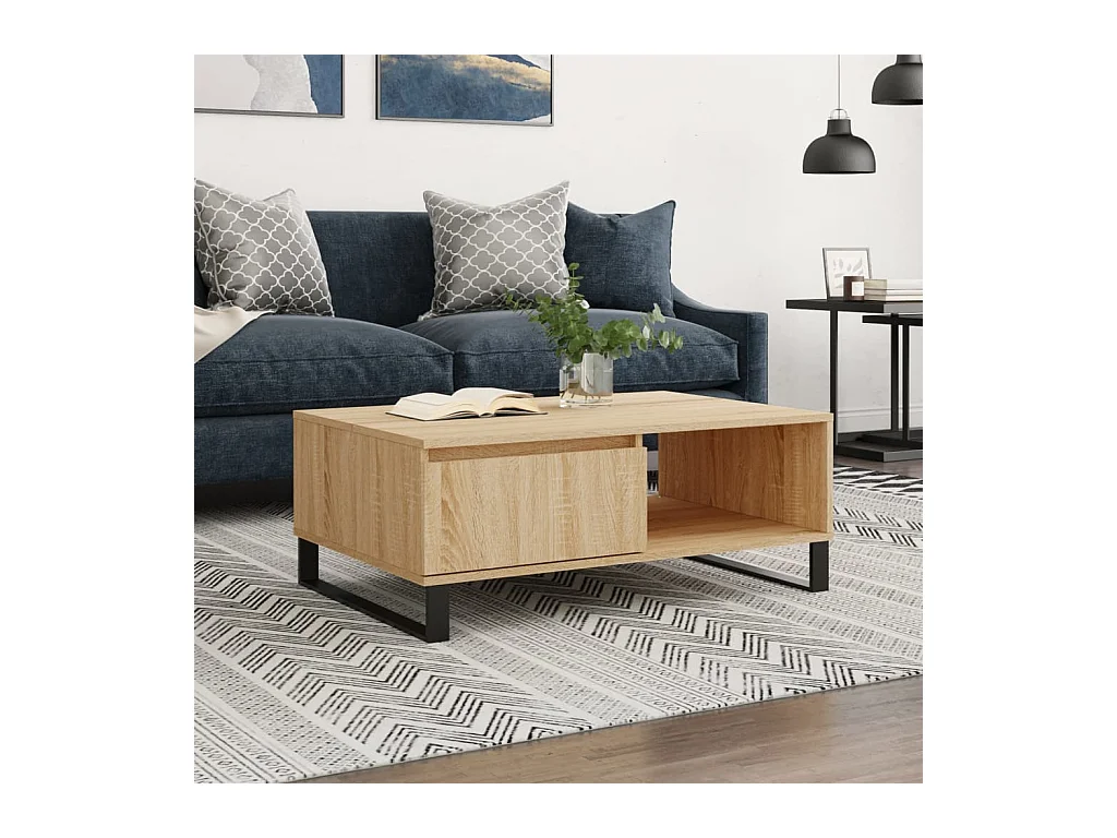 Table basse chêne sonoma 90x60x35 cm bois d'ingénierie