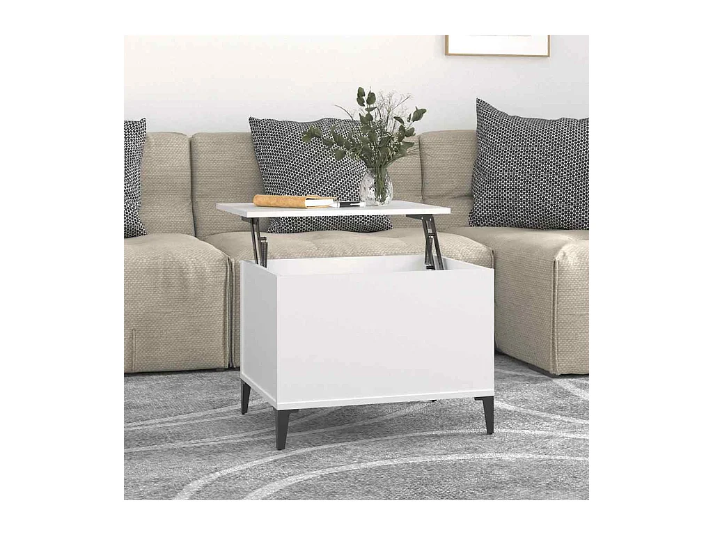 Table basse Blanc 60x44,5x45 cm Bois d'ingénierie