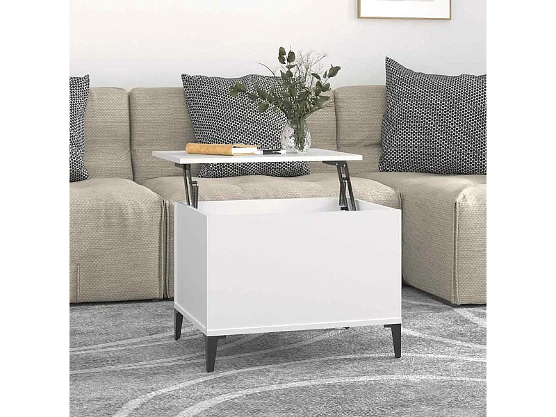 Mesa de centro Blanca 60x44,5x45 cm Madera de ingeniería