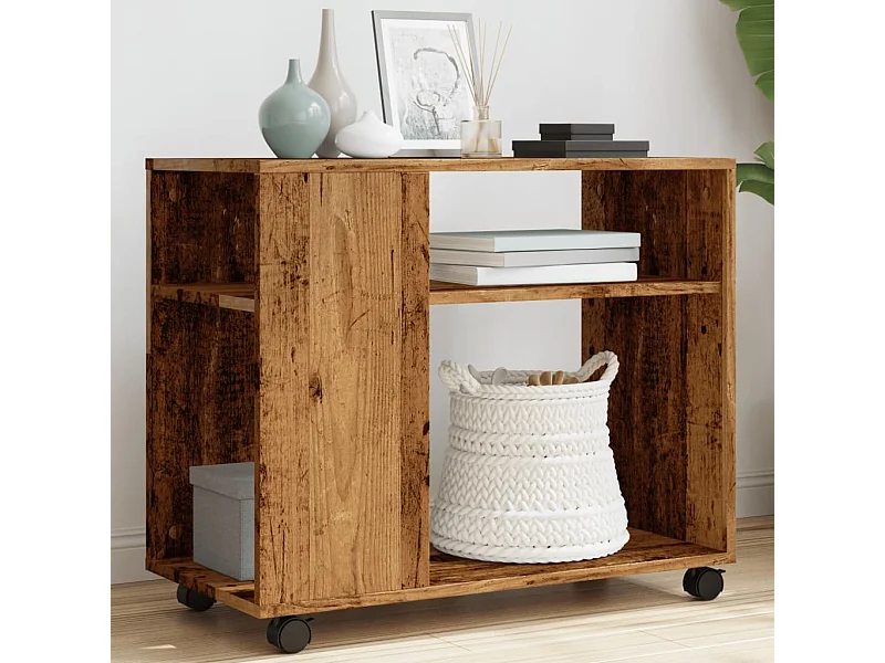 Beistelltisch mit Rollen Altholz Holzwerkstoff