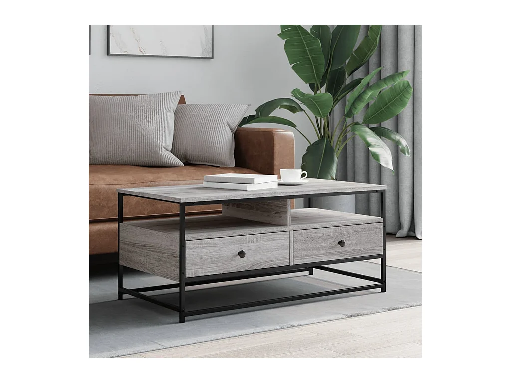 Sonoma salontafel grijs 100x51x45 cm bewerkt hout