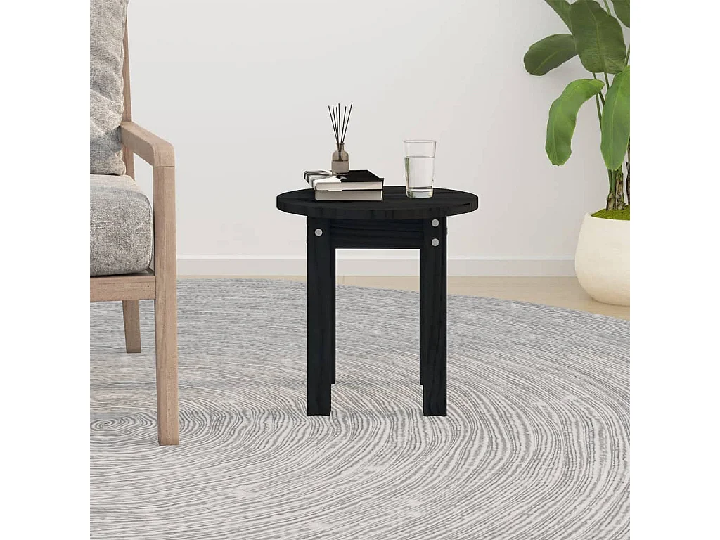 Salontafel Zwart Ø 35x35 cm Massief grenenhout