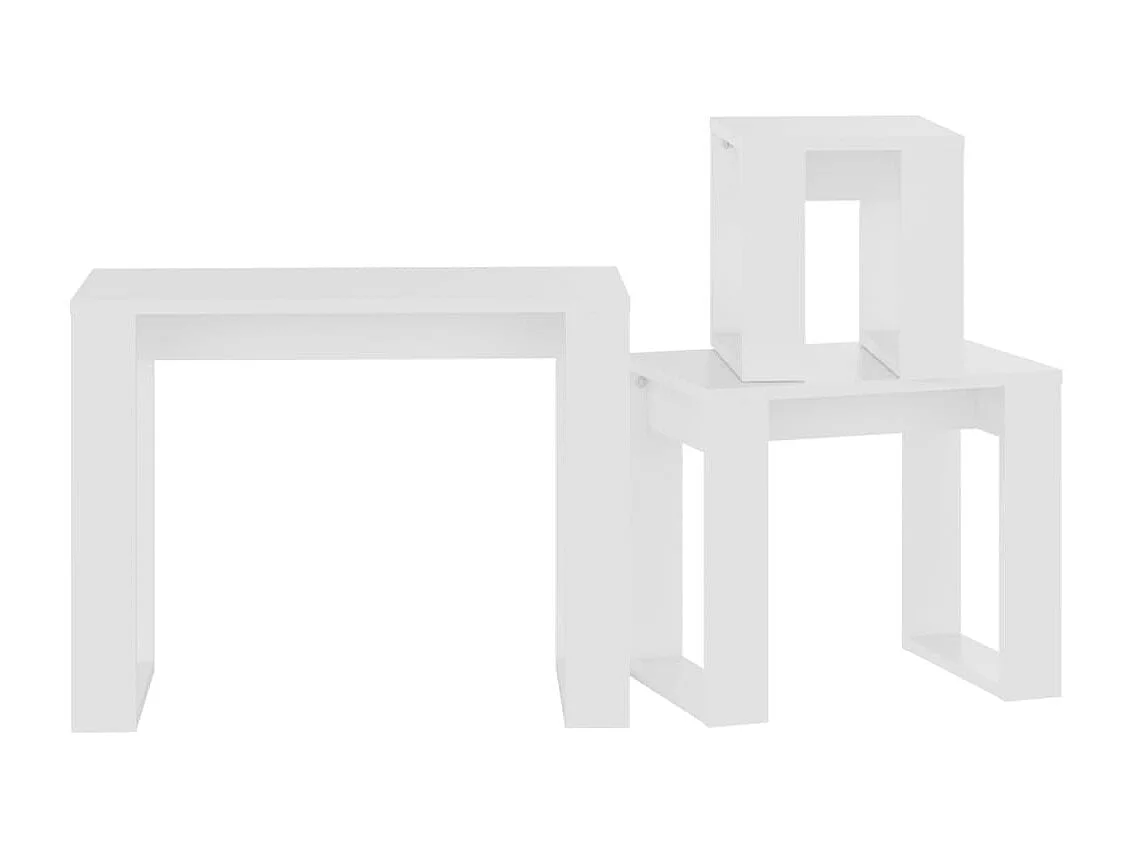 Tables gigognes 3 pcs Blanc Bois d'ingénierie