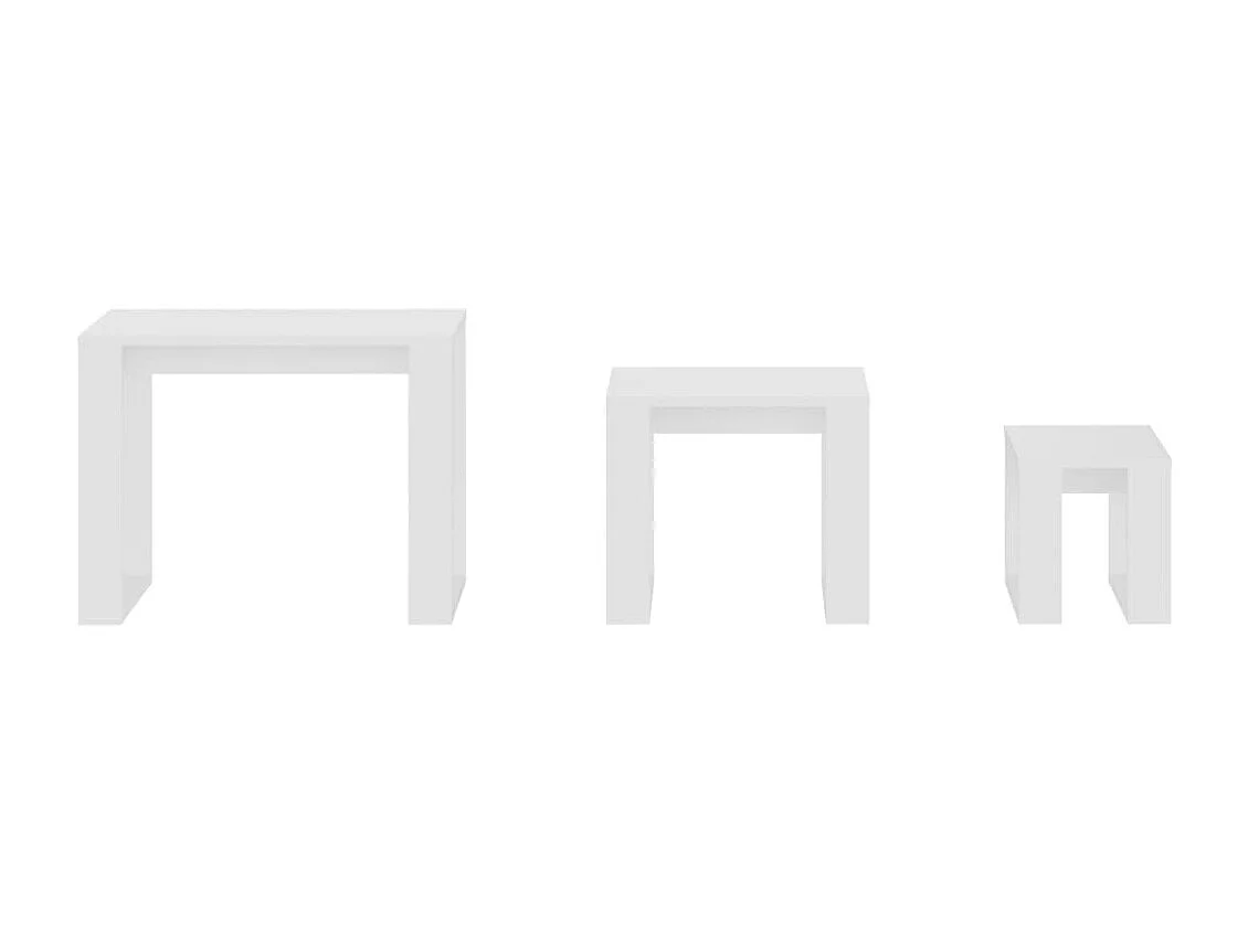 Tables gigognes 3 pcs Blanc Bois d'ingénierie