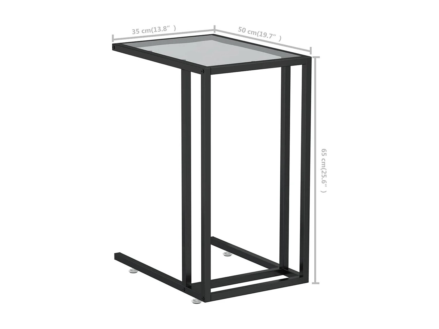 Table d'appoint ordinateur Transparent 50x35x65 cm Verre trempé