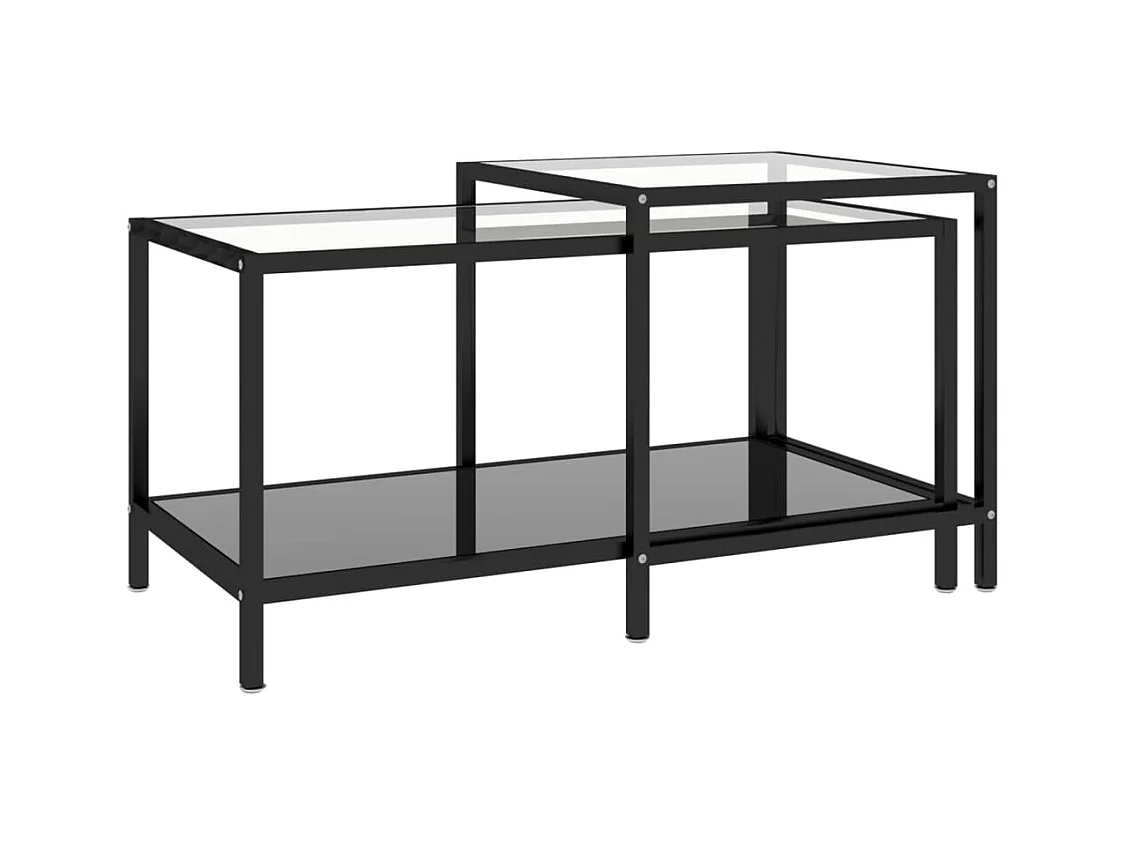 Tables à thé 2 pcs Verre trempé Noir
