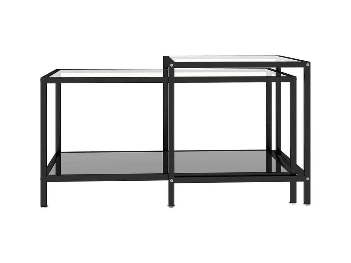 Tables à thé 2 pcs Verre trempé Noir