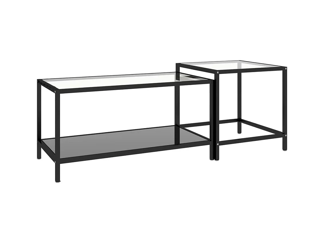 Tables à thé 2 pcs Verre trempé Noir