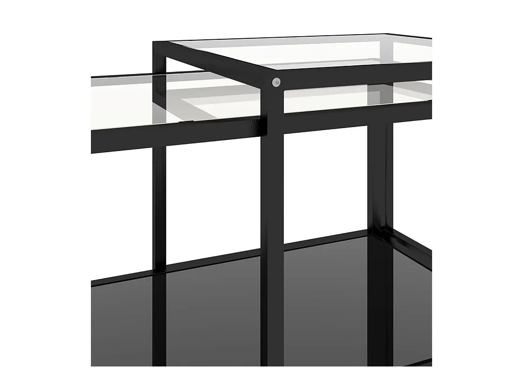 Tables à thé 2 pcs Verre trempé Noir