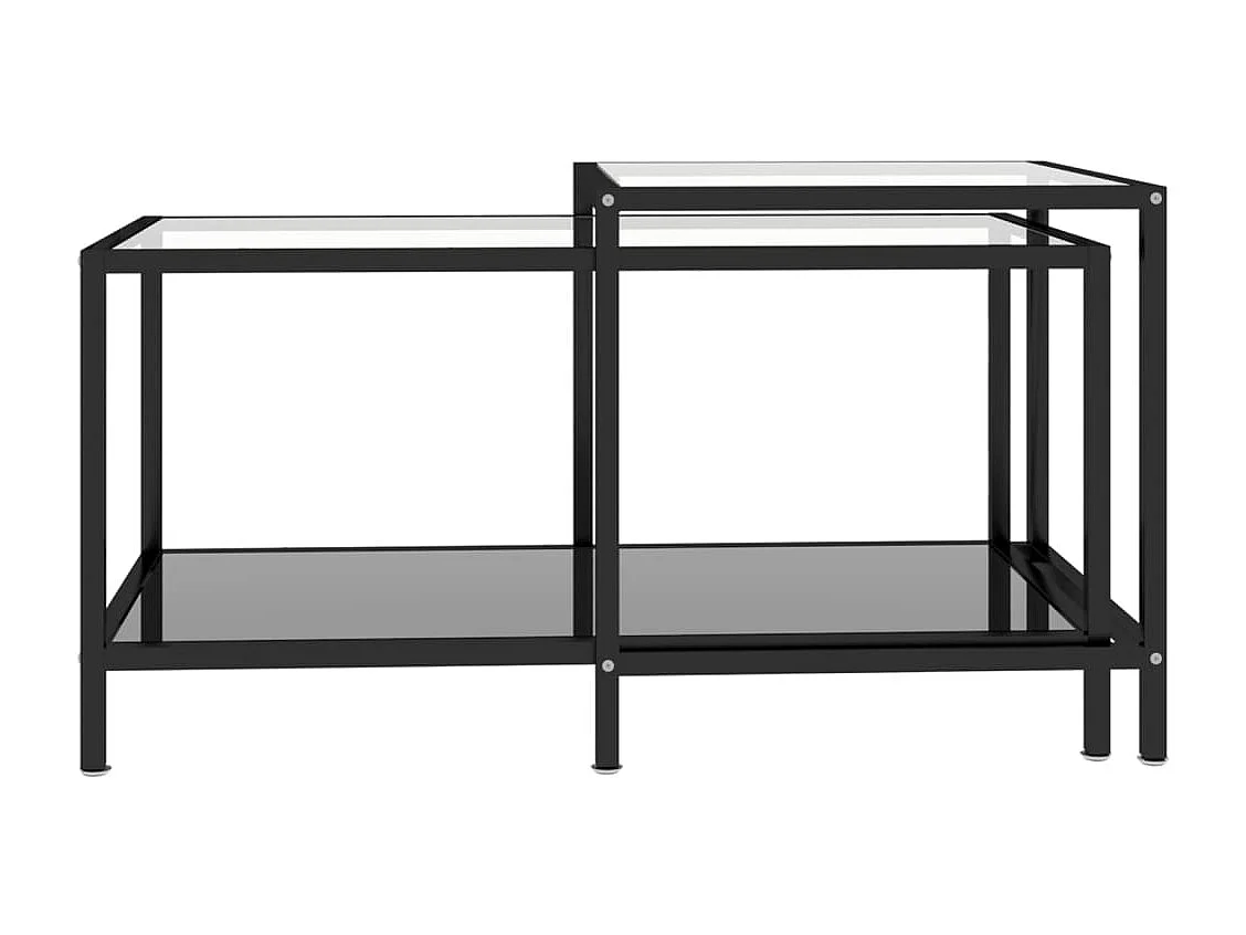 Tables à thé 2 pcs Verre trempé Noir