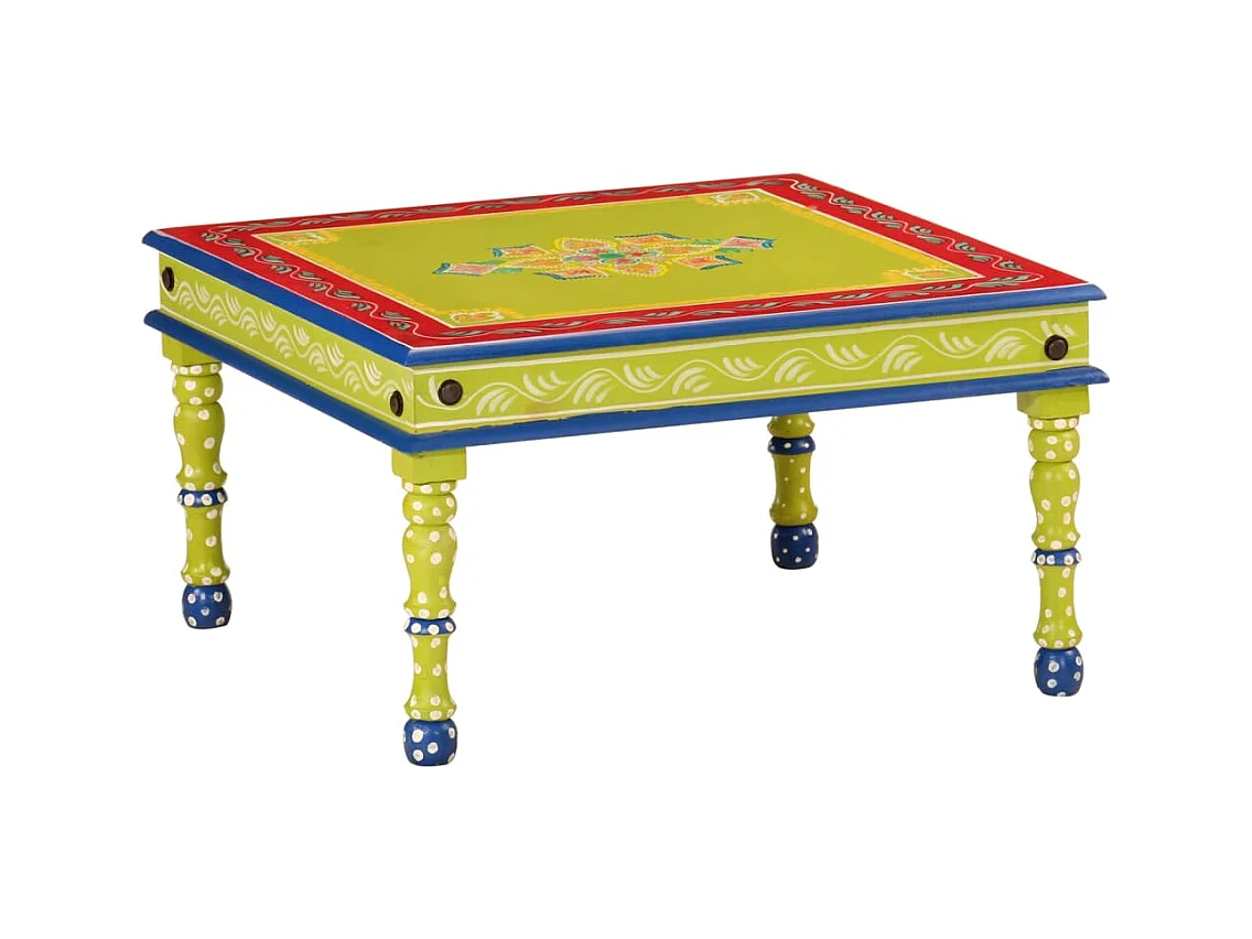 Handbemalter Couchtisch aus massivem Mangoholz in Grün