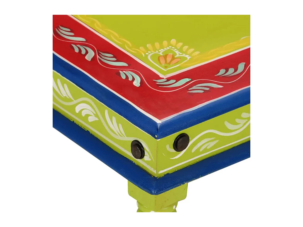 Handbemalter Couchtisch aus massivem Mangoholz in Grün