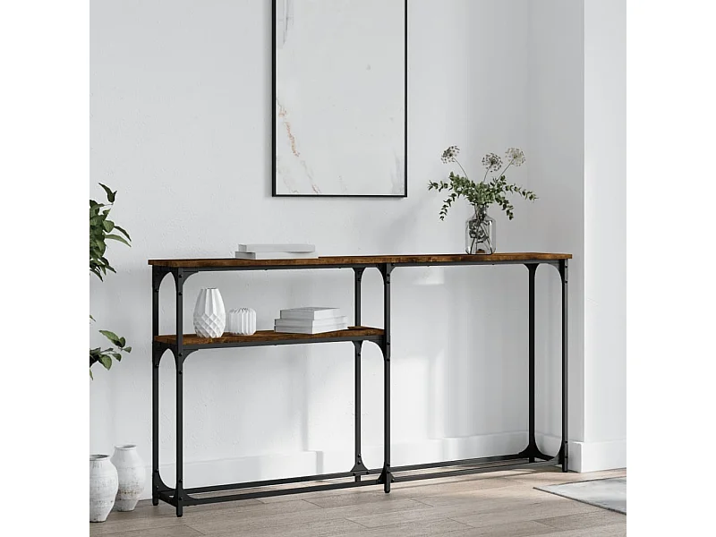 Tavolo consolle in rovere affumicato 145x22,5x75 cm in legno ingegnerizzato