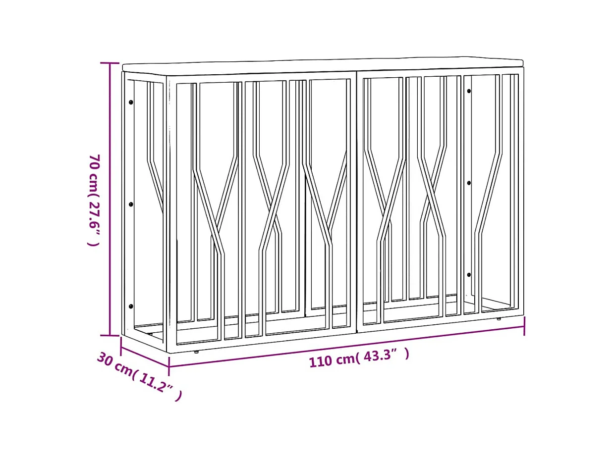 Consoletafel van roestvrij staal en massief gerecycled hout