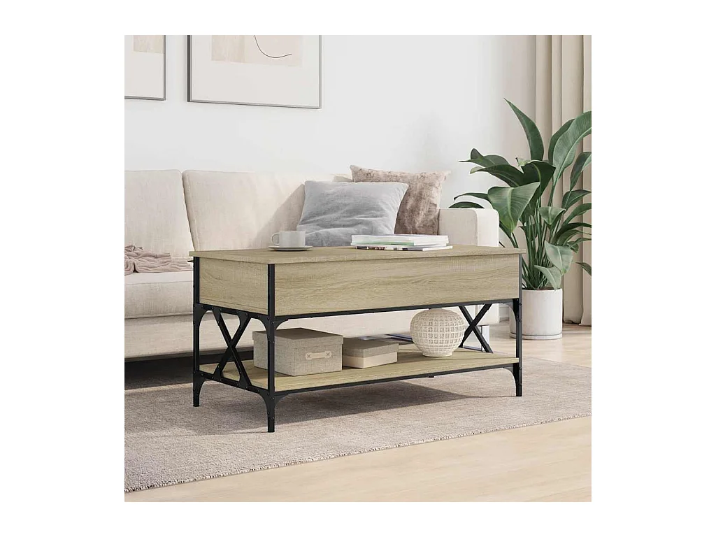 Sonoma eiken salontafel 100x50x50cm bewerkt hout en metaal