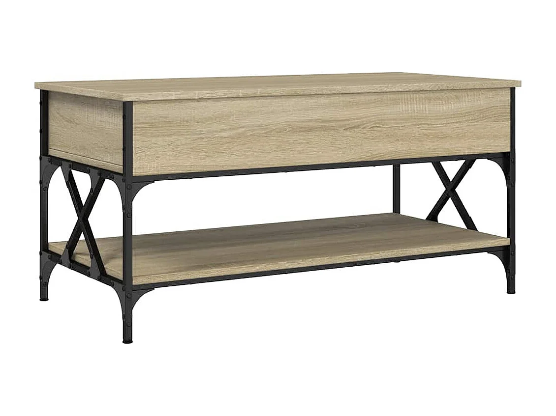 Table basse chêne sonoma 100x50x50cm bois d'ingénierie et métal
