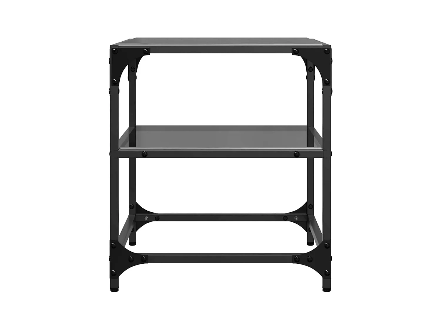 Salontafels met zwart glazen blad 2 stuks 40x40x45 cm staal