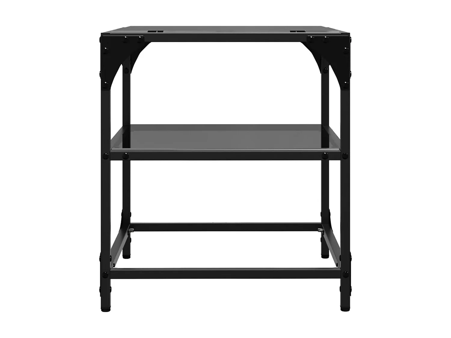 Salontafels met zwart glazen blad 2 stuks 40x40x45 cm staal