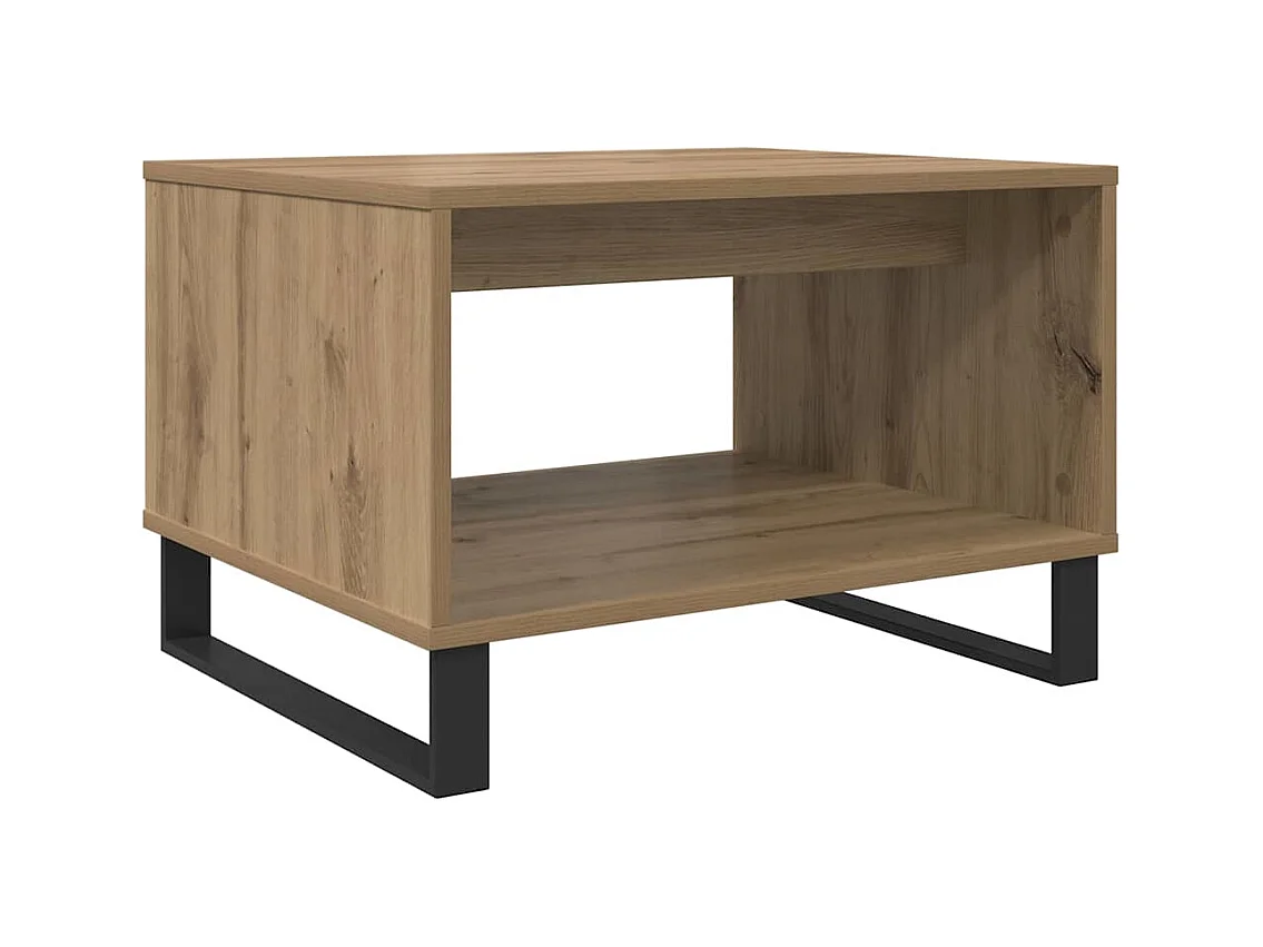 Table basse chêne artisanal 60 x 50 x 40 cm Bois d'ingénierie