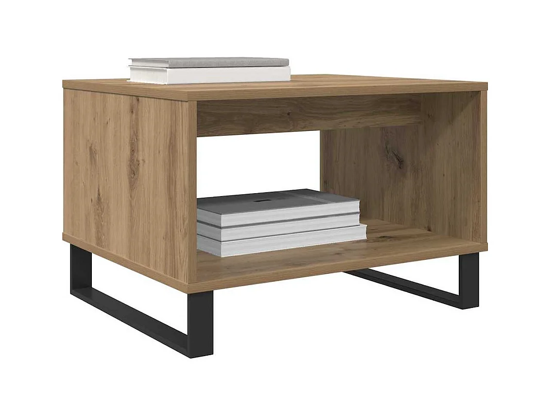 Table basse chêne artisanal 60 x 50 x 40 cm Bois d'ingénierie