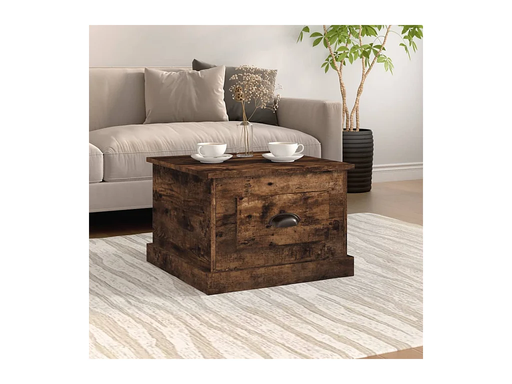 Gerookte eiken salontafel 50x50x35 cm bewerkt hout