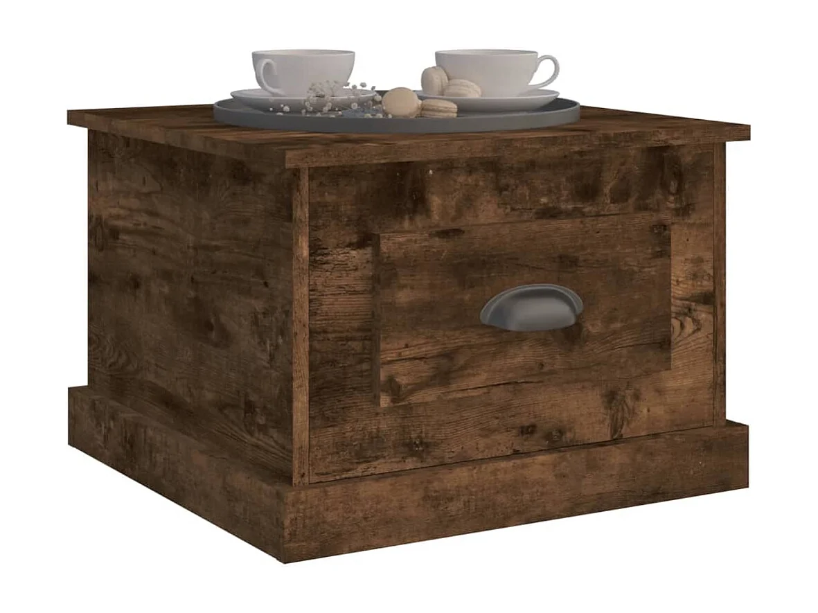 Gerookte eiken salontafel 50x50x35 cm bewerkt hout