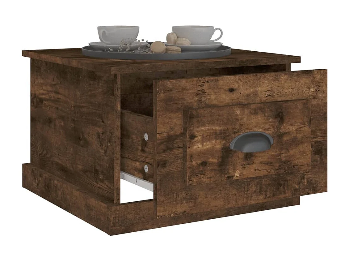 Gerookte eiken salontafel 50x50x35 cm bewerkt hout