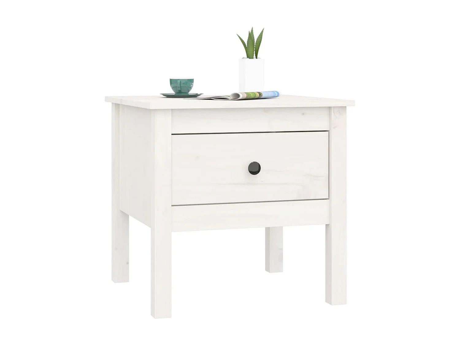 Bijzettafels 2 stuks Wit 50x50x49 cm Massief grenenhout