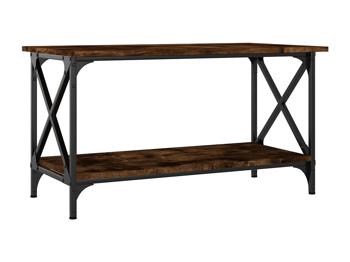 Tavolino da caffè in rovere affumicato 80x45x45 cm in legno ingegnerizzato e ferro