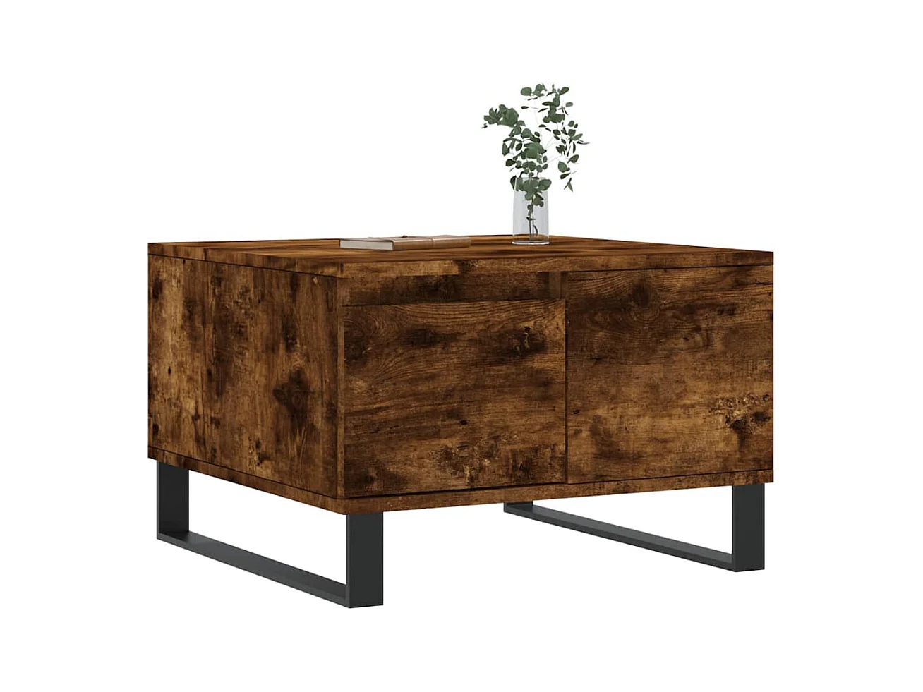 Gerookte eiken salontafel 55x55x36,5 cm bewerkt hout