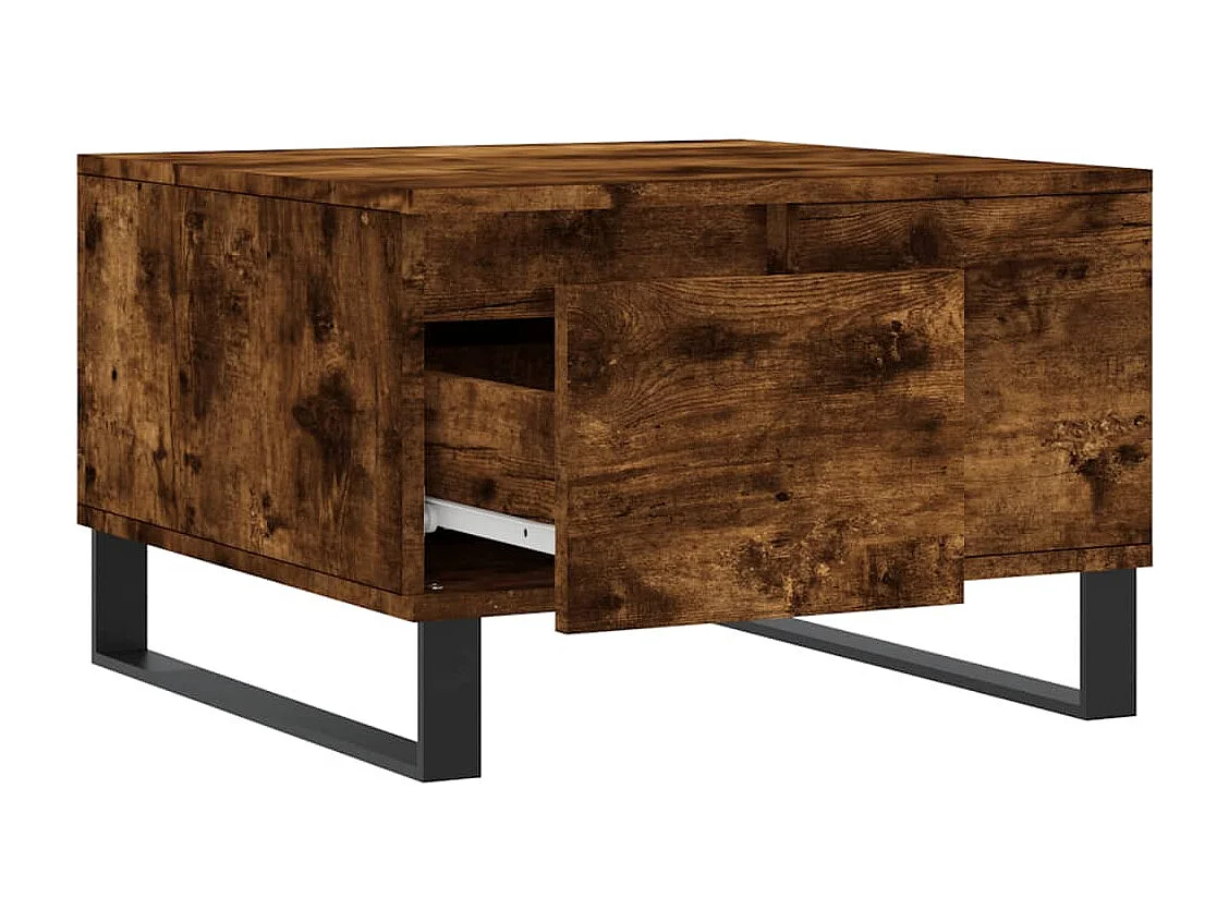 Gerookte eiken salontafel 55x55x36,5 cm bewerkt hout