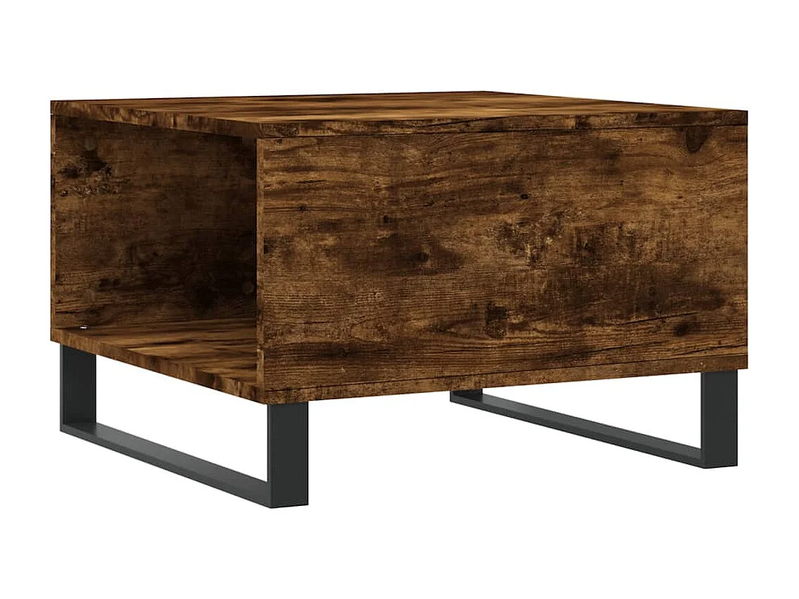 Gerookte eiken salontafel 55x55x36,5 cm bewerkt hout