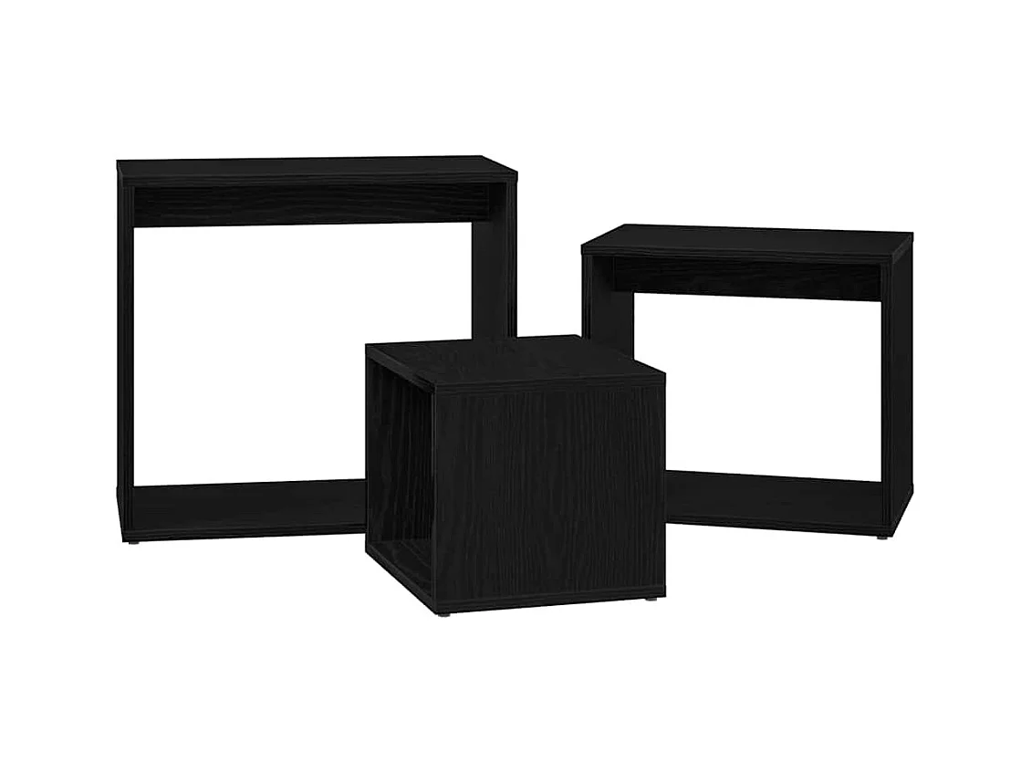 Tavolino impilabile 3 pezzi Rovere nero 55 x 30 x 50 cm