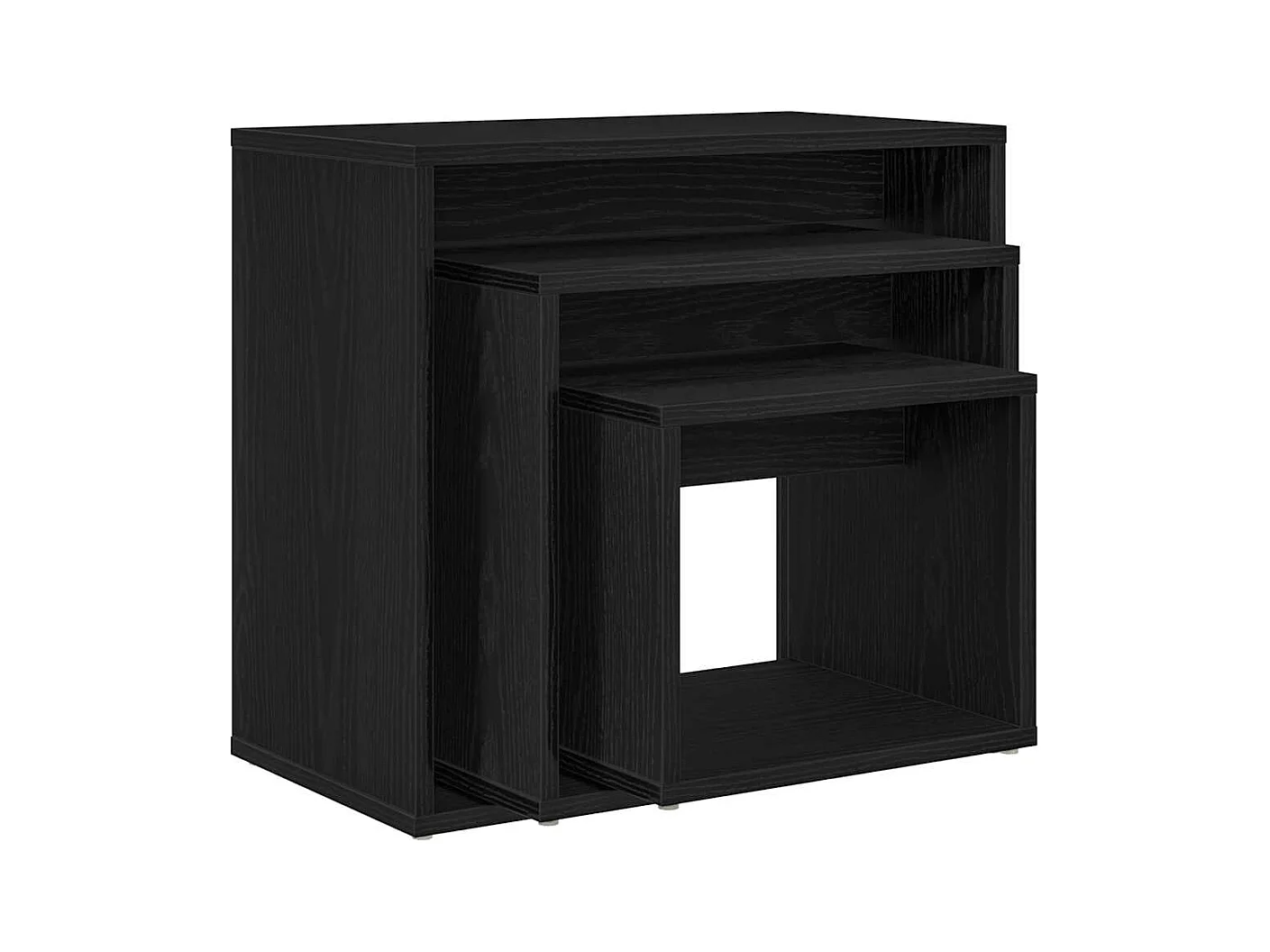 Tavolino impilabile 3 pezzi Rovere nero 55 x 30 x 50 cm