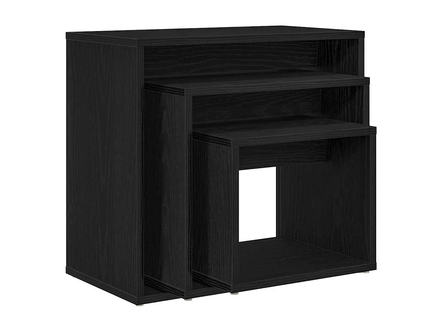 Tavolino impilabile 3 pezzi Rovere nero 55 x 30 x 50 cm