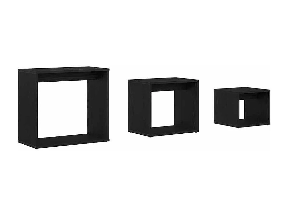 Tavolino impilabile 3 pezzi Rovere nero 55 x 30 x 50 cm