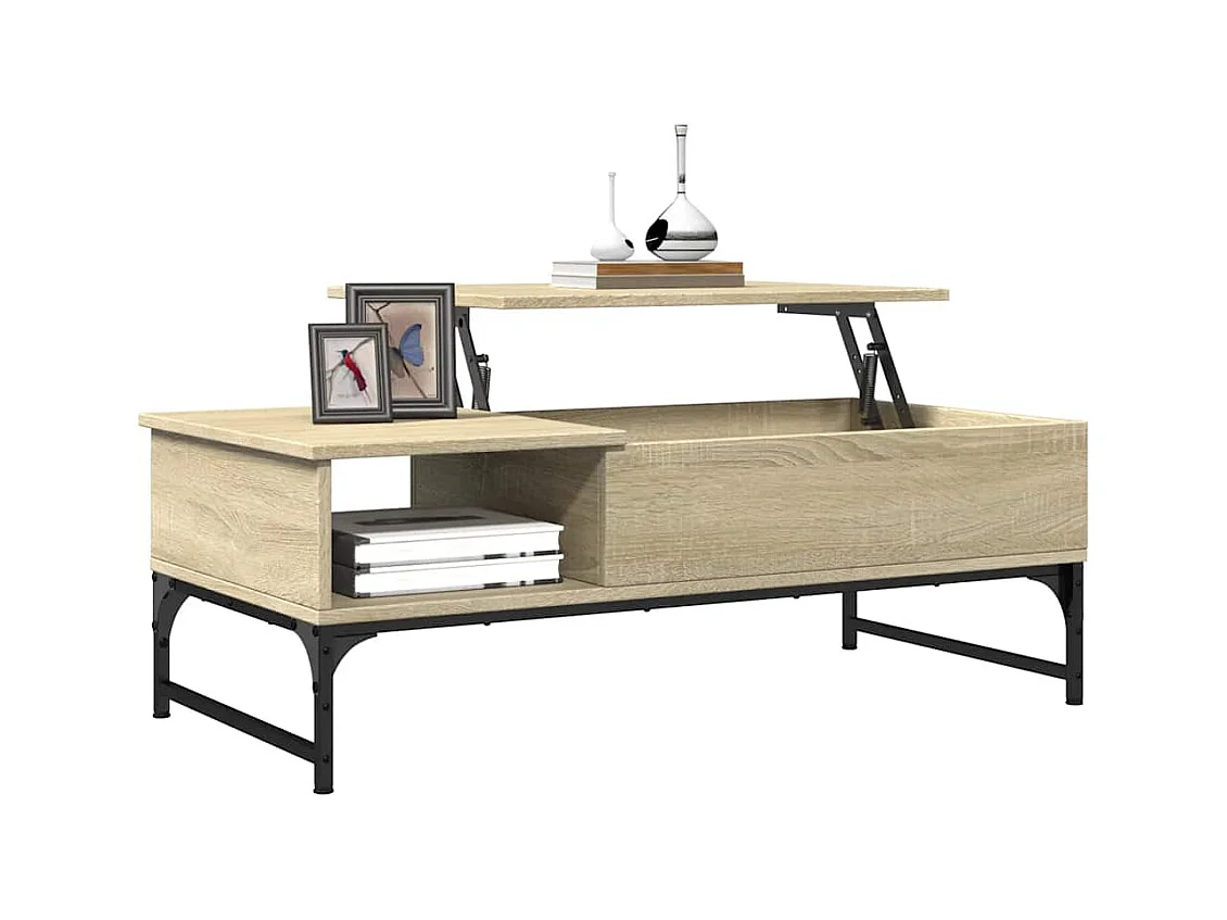 Table basse chêne sonoma 100x50x35cm bois d'ingénierie et métal