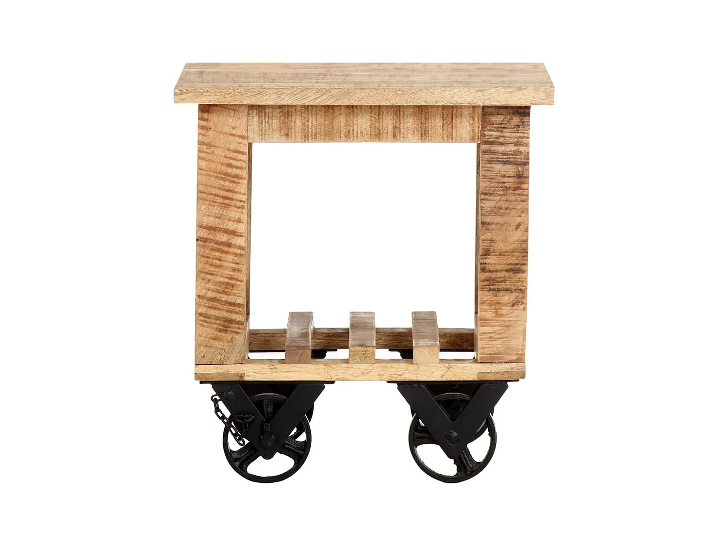 Table d'appoint avec roues 40x40x42 cm Bois de manguier brut