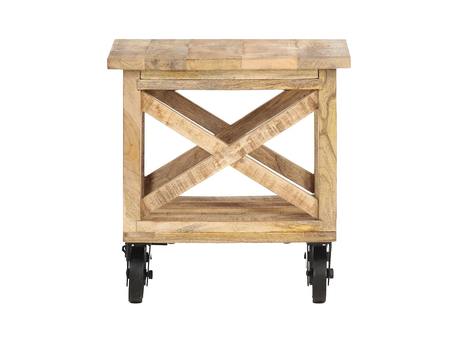 Table d'appoint avec roues 40x40x42 cm Bois de manguier brut