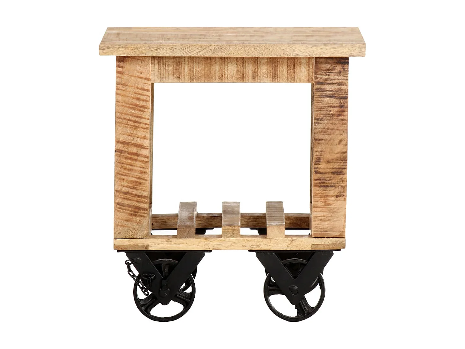 Table d'appoint avec roues 40x40x42 cm Bois de manguier brut