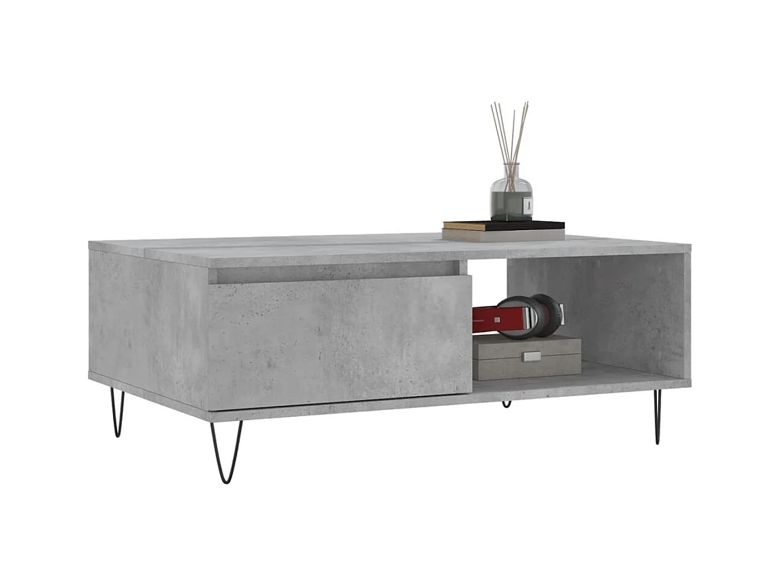 Table basse gris béton 90x60x35 cm bois d'ingénierie