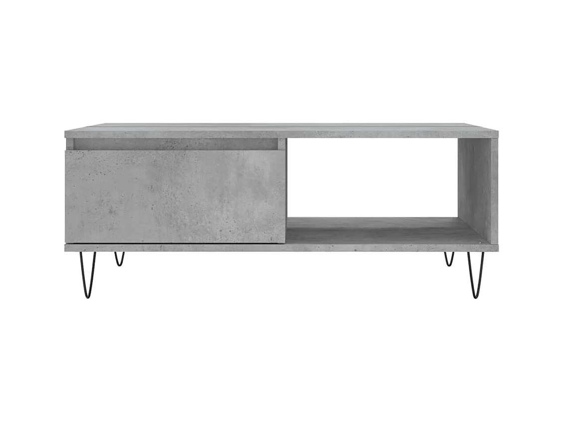 Table basse gris béton 90x60x35 cm bois d'ingénierie