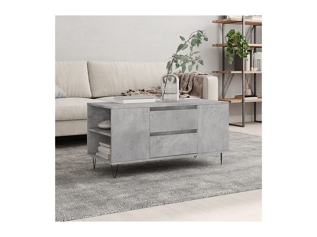 Betongrijze salontafel 102x44,5x50 cm bewerkt hout
