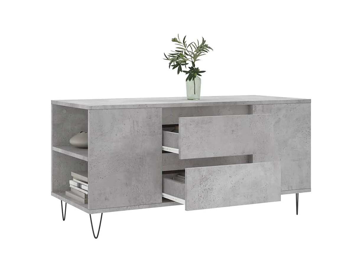 Betongrijze salontafel 102x44,5x50 cm bewerkt hout