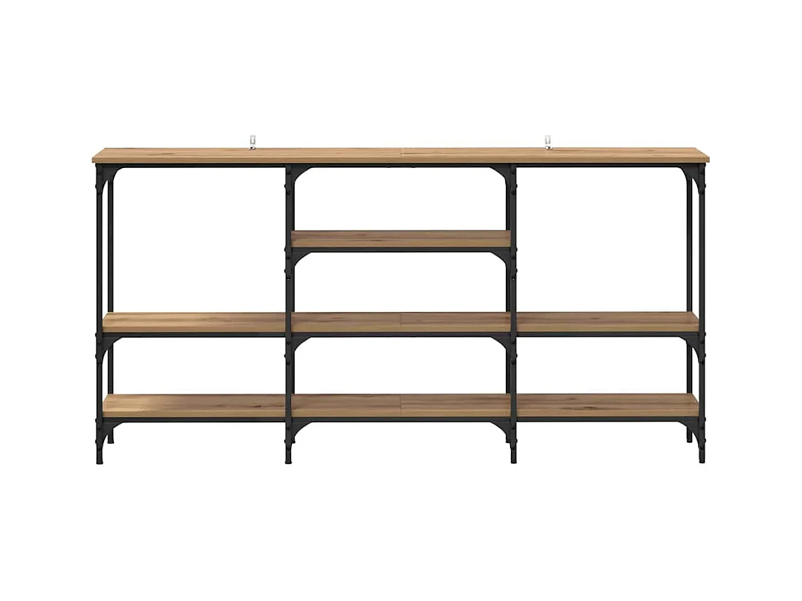 Consoletafel met plank, handgemaakt eikenhout, 160 x 29 x 80 cm